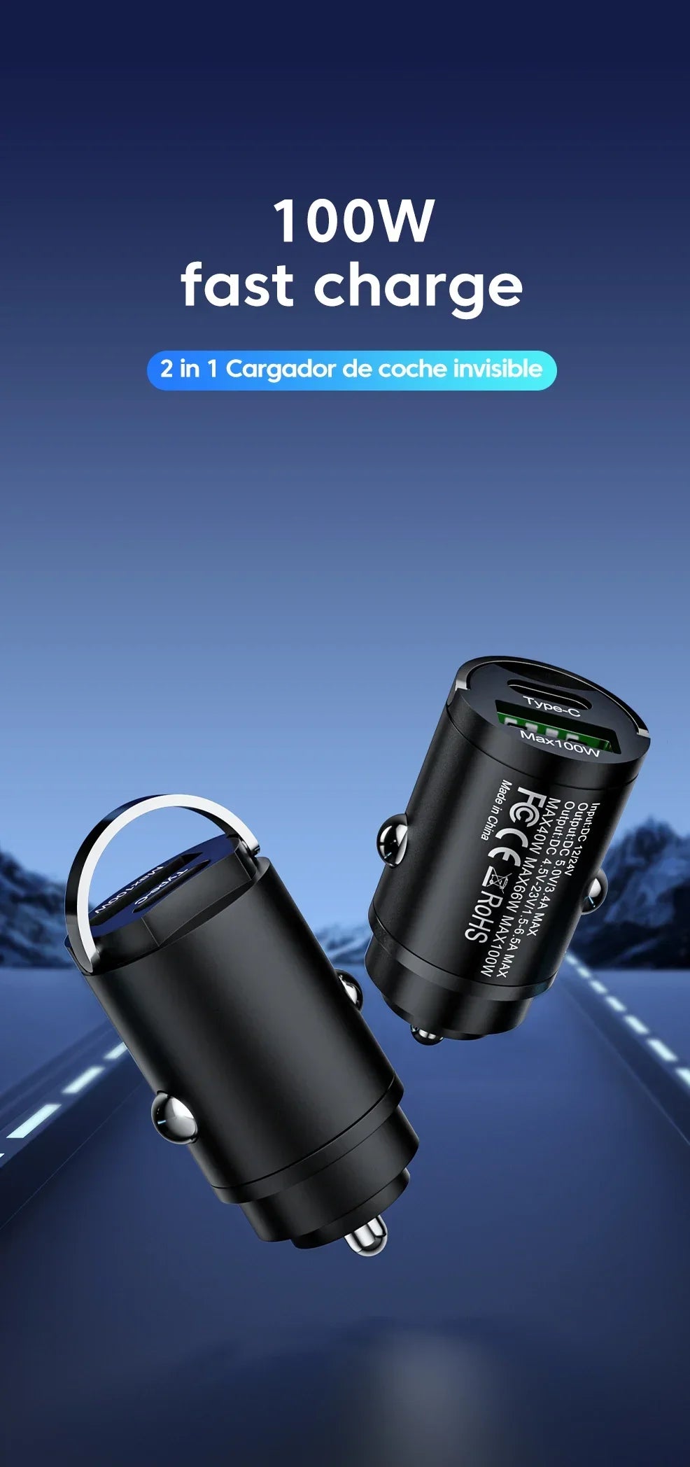Xiaomi 100W Car Charger Lighter PD Fast Charging For IPhone QC3.0 Mini USB Type C Mini Car Phone Charger For Samsung Huawei 2025