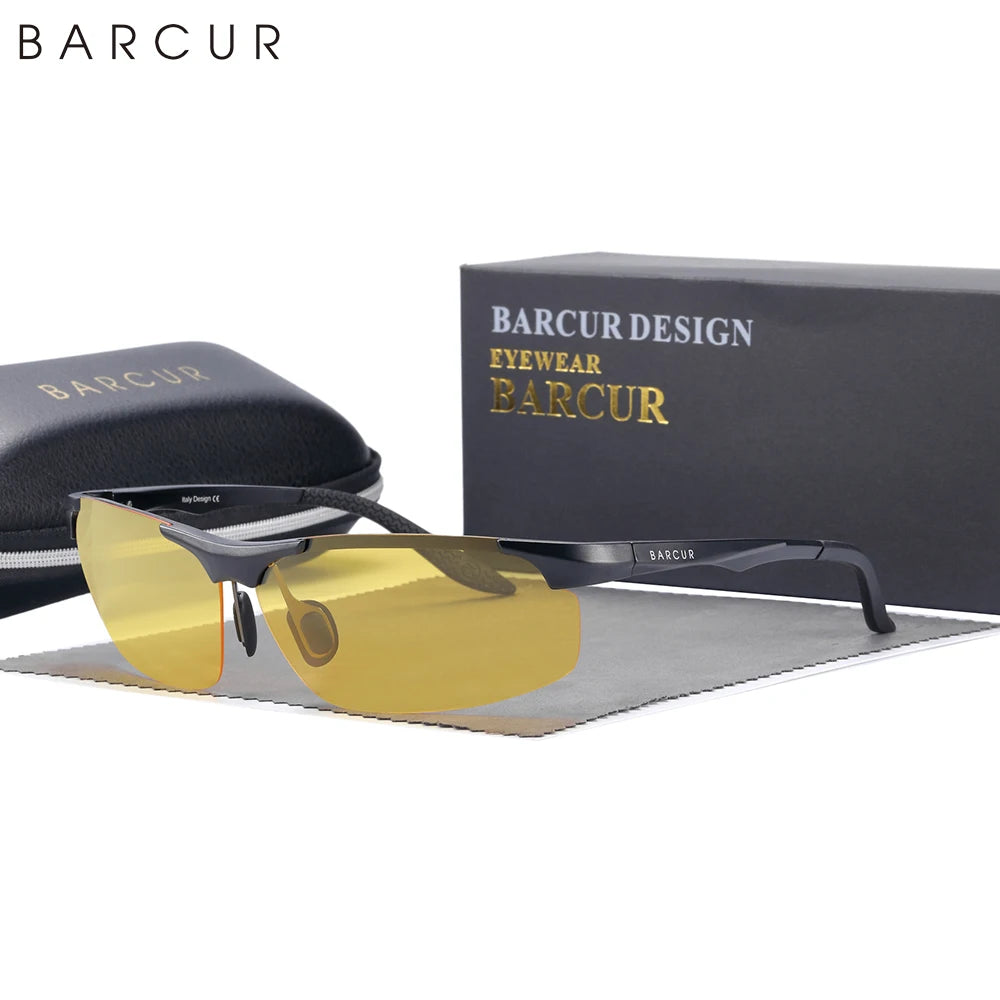 BARCUR Aluminium Magnesium Sunglasses for Men Polarized UVA&B Protection Photochromic Ultralight Sun Glasses Sports Eyewear