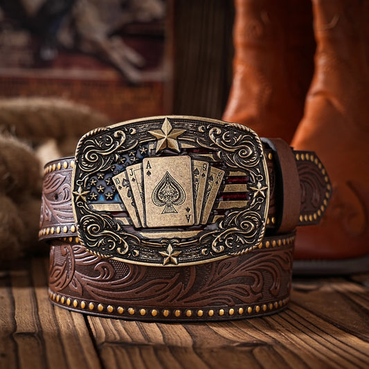 A Western-style PU material belt for both men and women, a casual, retro and classic personalized belt