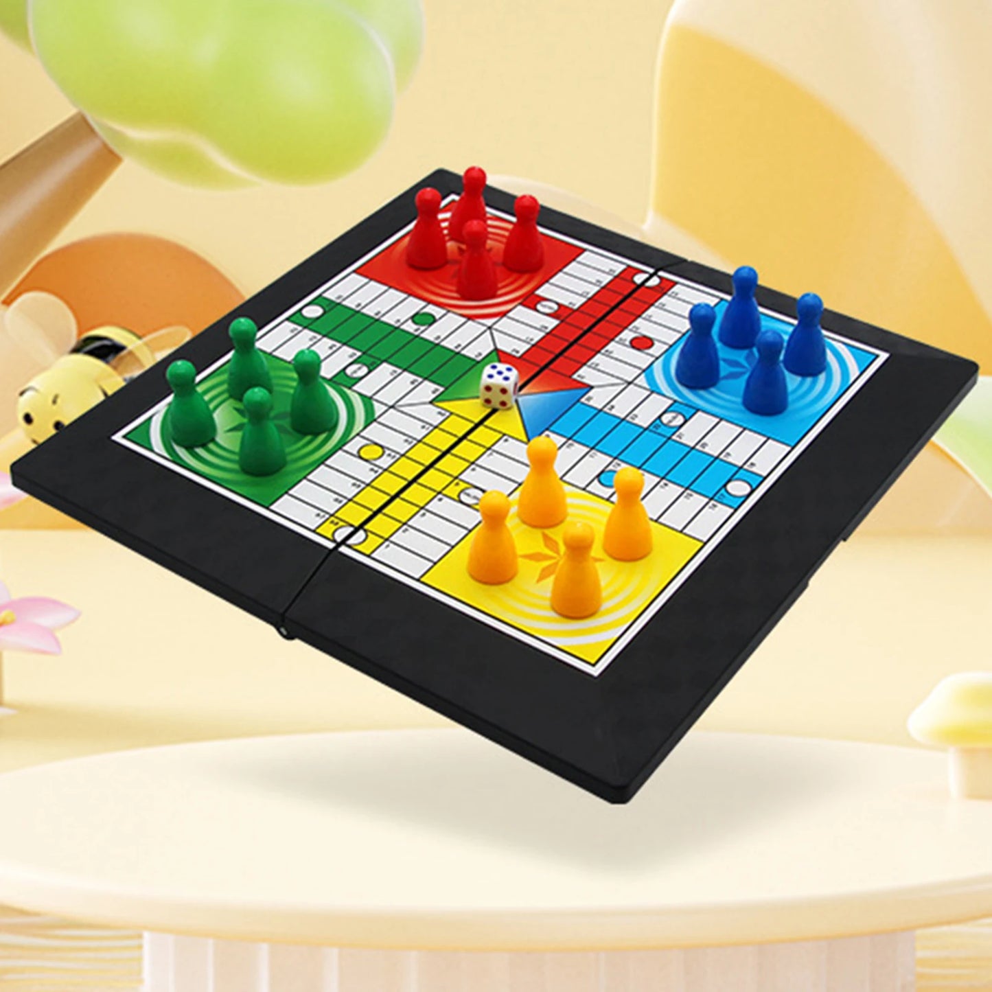 Board Game Ludo Set Parent Child Strategy Interaction with Foldable Board Travel Family Table Game for Kids Party/Social Game