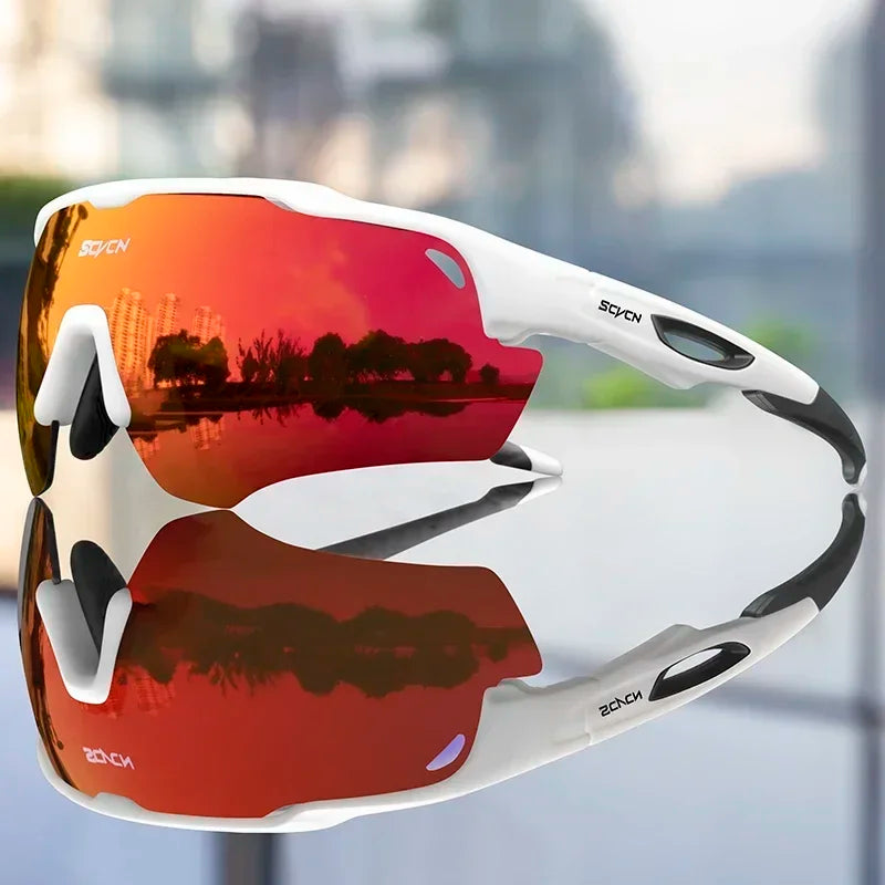 SCVCN Cycling Sunglasses Fashion Polarized MTB Glasses Bicycle UV400 Cycle Eyewear Photochromic Bike Goggles for Men Women