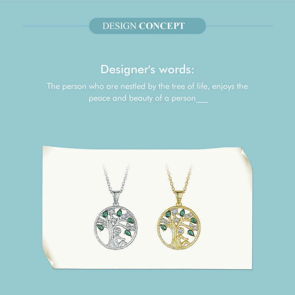 BAMOER 925 Sterling Silver Tree of Life Necklace for Women, 14K Gold Plated Lucky Tree Pendant Necklaces Jewelry for Girlfriend