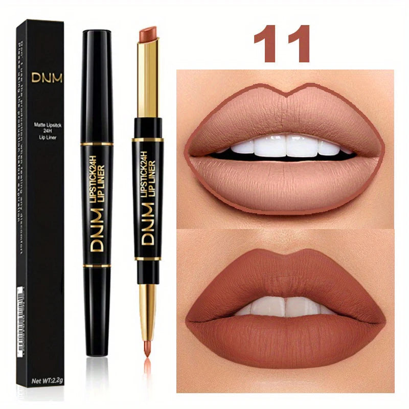 Double-ended Non-stick Cup Long Lasting Lipstick Lip Liner High Pigmented Waterproof Valentine's Day Gifts