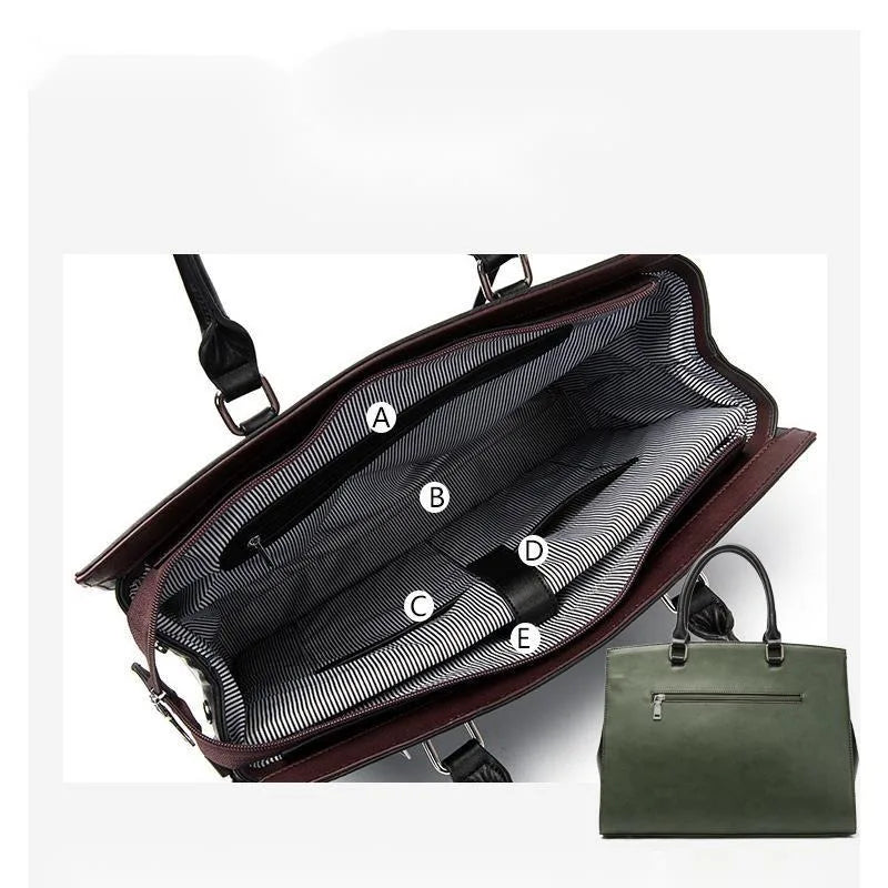 2025 Premium Leather Laptop Bag Women's Business Briefcase 14 inch Compatible with MacBook/HP/Acer/Dell - Top-Handle Work Bag