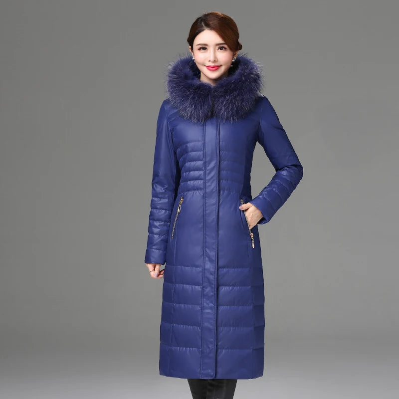 Shengyu Boya Middle-Aged and Elderly Over-The-Knee Long down Jacket Women's Jacket Thickeneded Mother's Fitted Jacket New Style