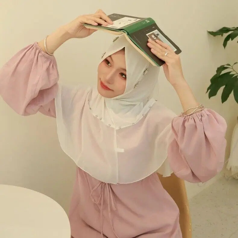 Women's Diamonds Turban One Piece Amira Muslim Hijab Islamic Instant Headwraps Scarf Shawl Dubai Pull On Headband Cap Arab