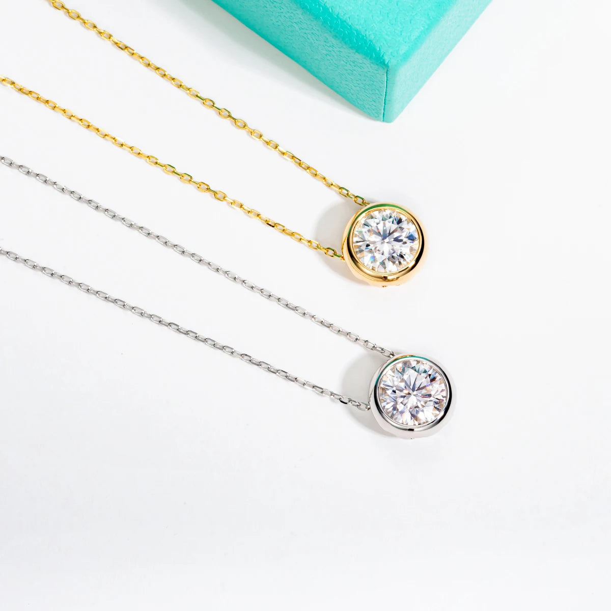 18K Gold Plated 925 Sterling Silver Moissanite Jewelry Set – 1ct Stud Earrings & 2ct Pendant Necklace for Women