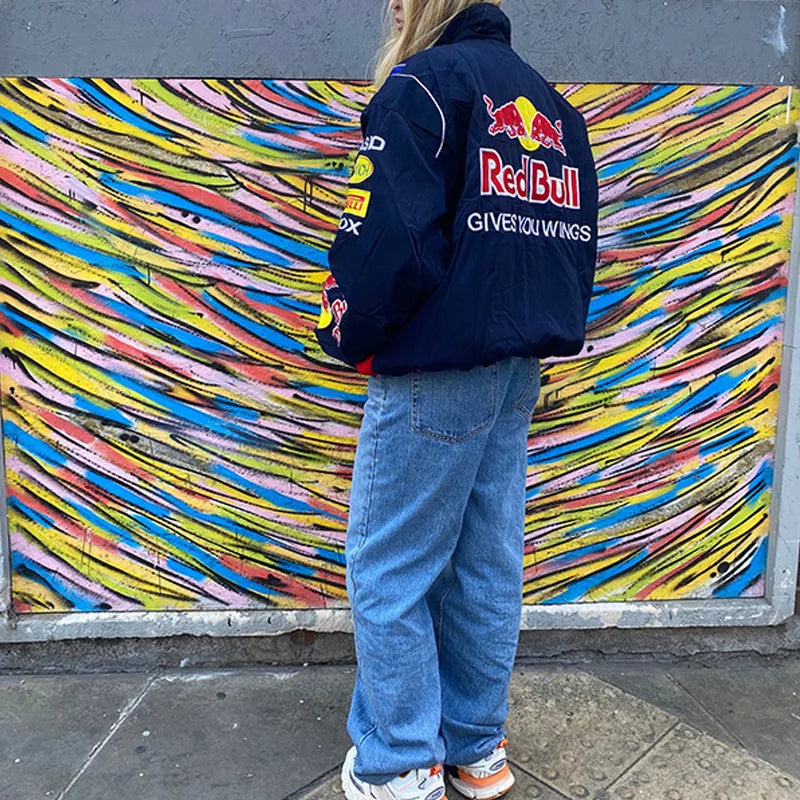 Red Bull Racing F1 Motorcycle Spring and Autumn Thin Jacket Sports Style Black Printed Casual Loose Long Sleeve