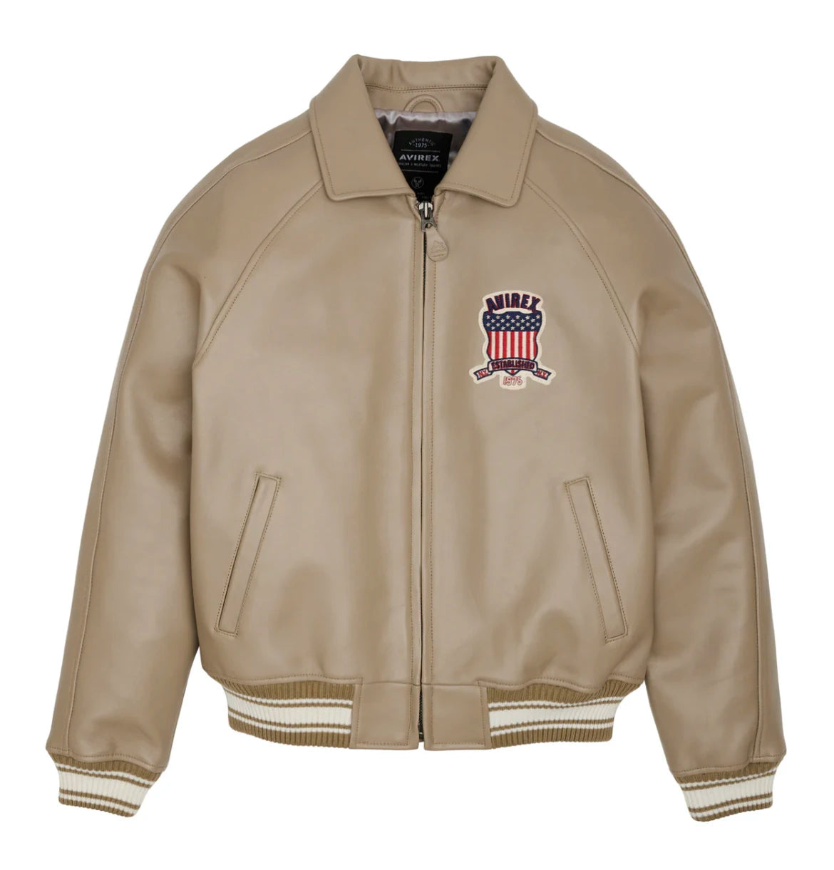 AVIREX  new listing leather flight suit jacket French sheepskin men's fat plus size loose version of the casual spring coat