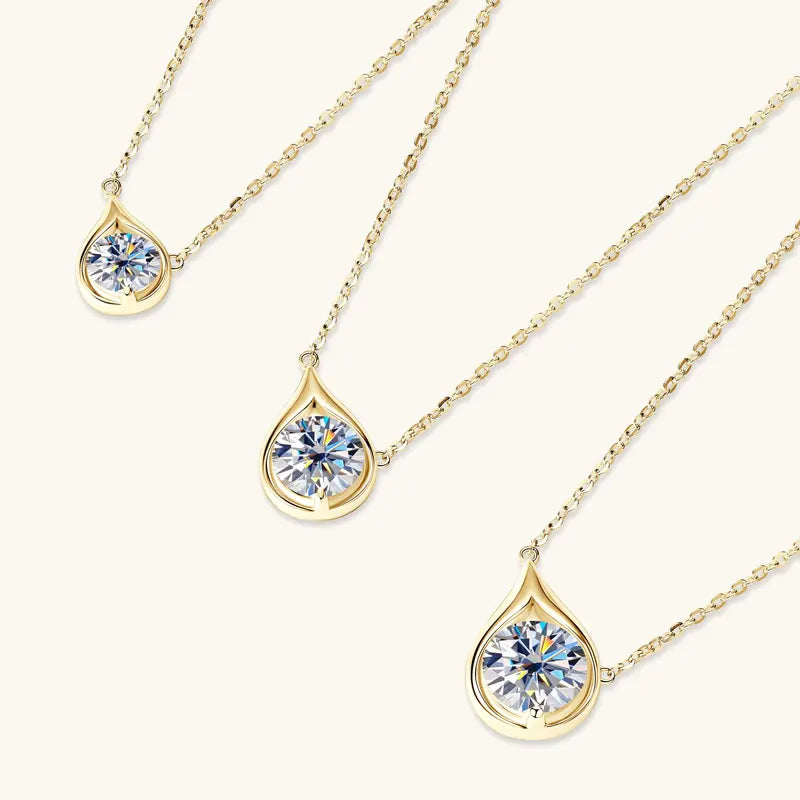 Lnngy Certified GRA 6.5mm/8mm/9mm Moissanite Necklace 925 Sterling Silver Waterdrop Pendant Necklaces For Women Neck Jewellry