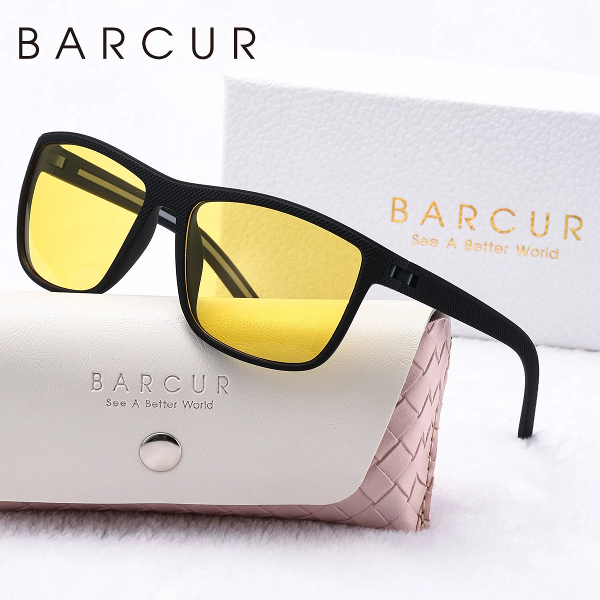 BARCUR Simple Comfort PC Rectangular Frame Polarized Sunglasses Classic Leg Solid Color One Bar Design Outdoor Sports Sunglasses
