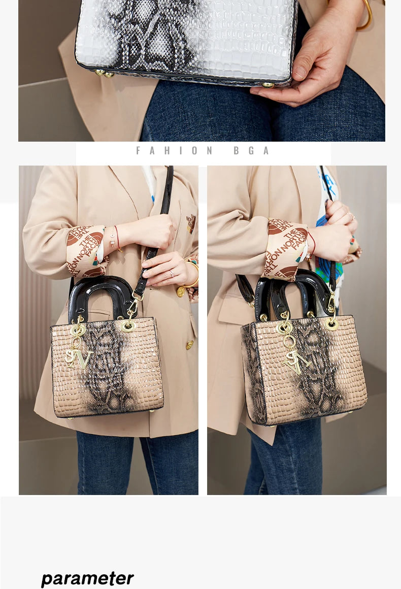 Fashion gradient high-grade alligator print women's handbag, texture all matching travel single shoulder crossbody bag