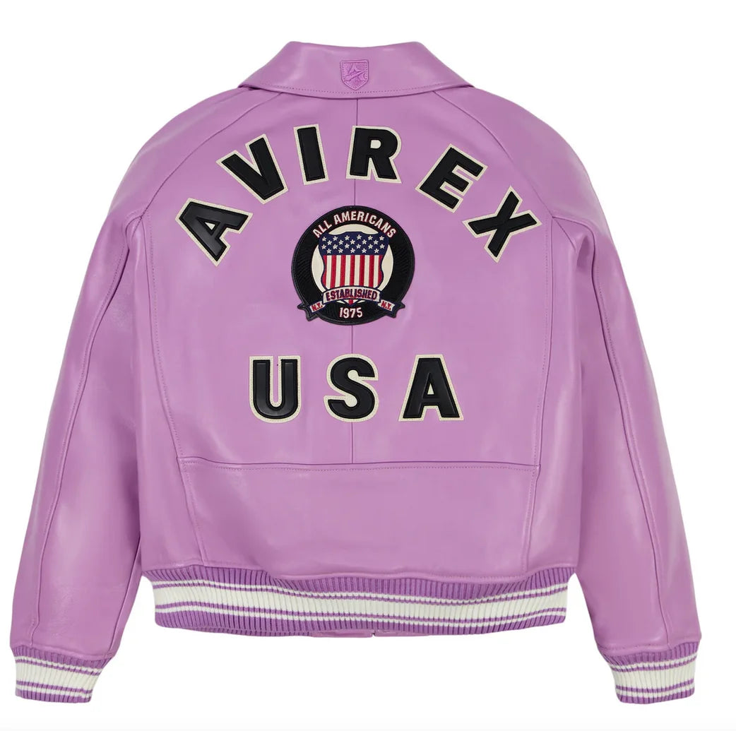 AVIREX Men's Genuine Leather Jacket French 1.5mm Thick Sheepskin High-grade Embroidery Brand Vintage Classic Baseball Coat tops