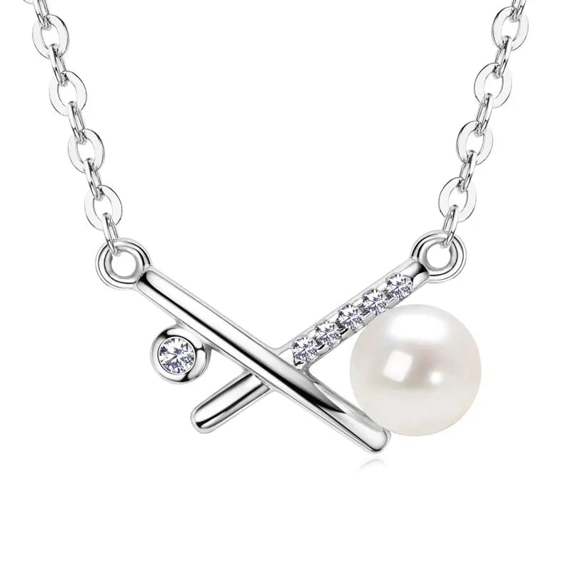 Lnngy Baroque Pearl Pendant Necklace S925 Sterling Silver Natural White Freshwater Pearl Necklace For Ladies Grace Jewelry Gift