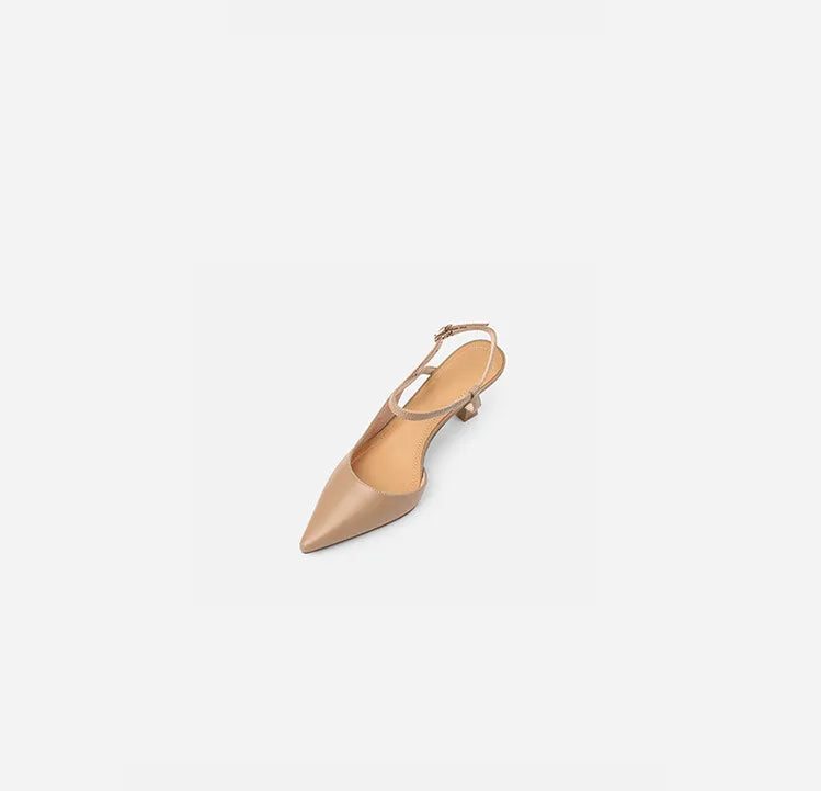 Summer Women Shoes Pointed Toe Thin Heel Women Sandals Genuine Leather Shoes for Women Slingback Elegant High Heels Party Shoes