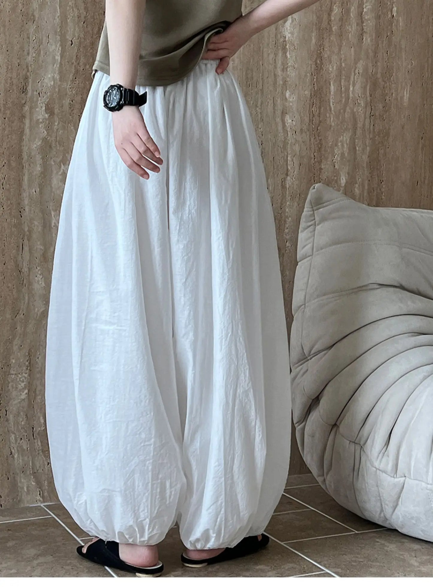 Oversized Bloomers 2025 New Summer Elegant Fashion Women Lantern Pants Casual Loose Breathable Cotton Wide Leg Pants