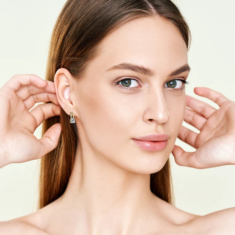 Lnngy pendientes plata 925 Sterling Silver Earring GRA Certified 6.5mm Moissanite Stud Earrings for Women Wedding Party Jewelry