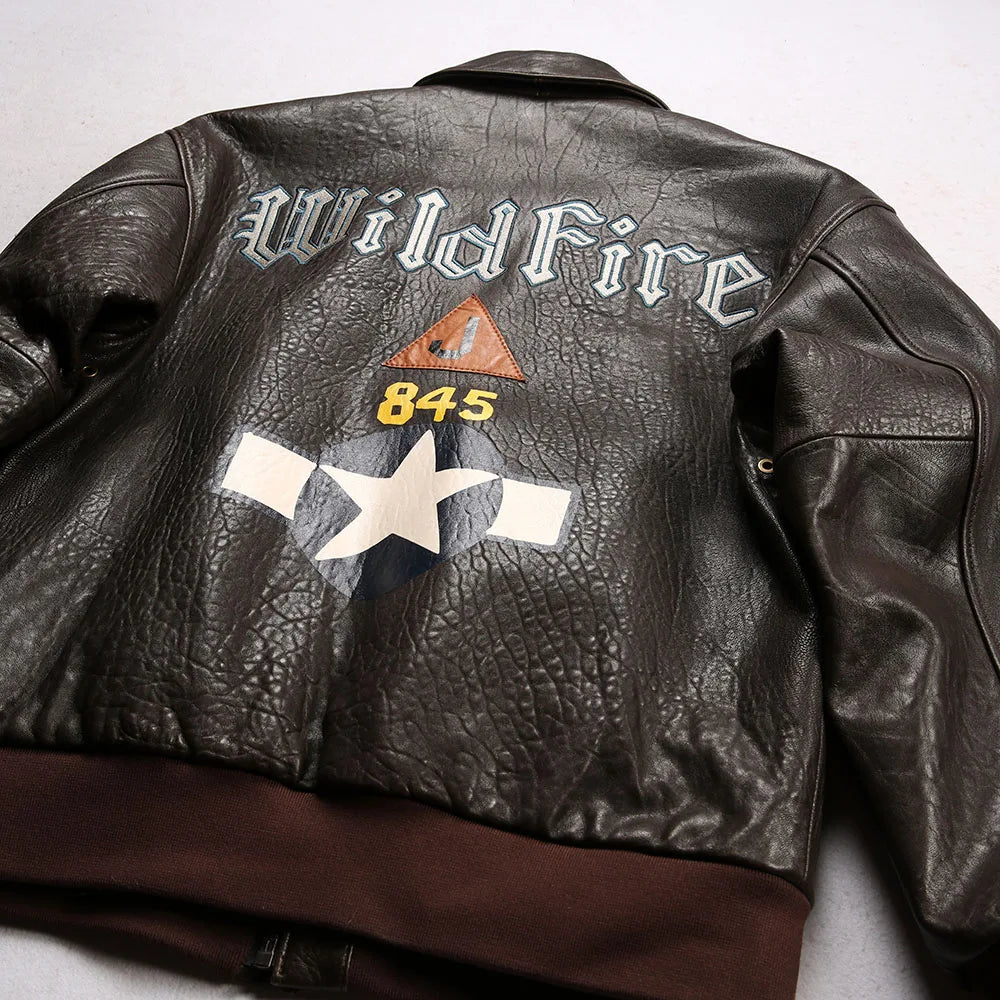 Wildfire 845 Bomber Pilot Clothing Genuine Leather Jacket Men's US Size Italian Sheepskin Foam Leather Flight Suit fur clothings