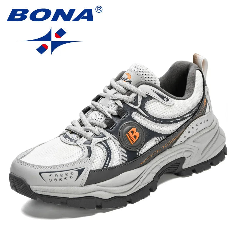 أحذية ركض شبكية جلدية جديدة من BONA للرجال، أحذية جري قابلة للتنفس، أحذية رياضية للمشي، أحذية رياضية رياضية