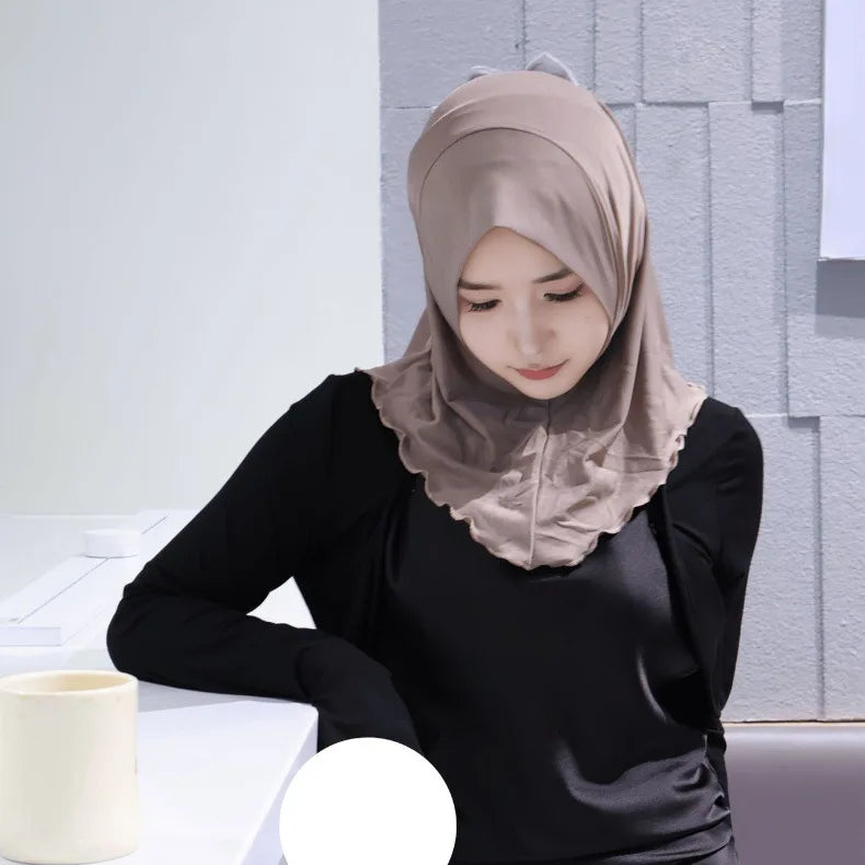 Muslim Elegant Girls Instant Hijab with Bowknot Islamic Women Turban Full Cover Scarves Shawl Arab One Piece Amira Head Wraps