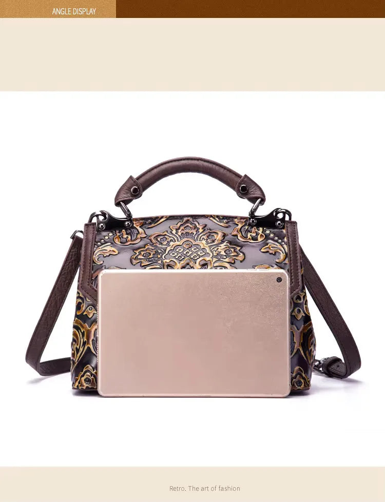 MOTAORA Womens Genuine Leather Luxury Handbag Handmade Embossed Vintage Shoulder Crossbody Bag New Arrival