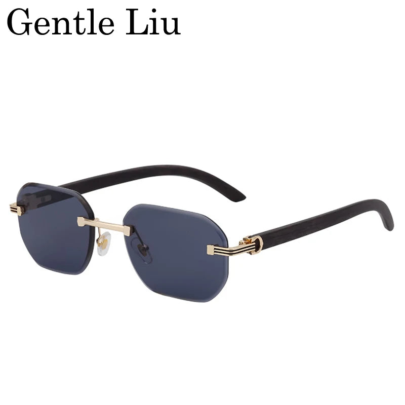 Vintage Square Rimless Sunglasses – 2025 Luxury UV400 Anti-Blue Light Eyewear for Men