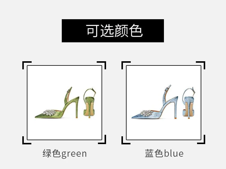 New Green Lady Sandals Fashion Thin Heel Slingback Woman Pumps Sexy Female Dress Party High Heels Shoes