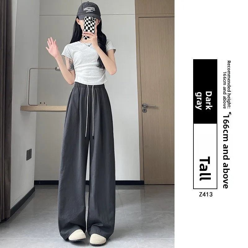 Qui Dry High Waist Wide Leg Knife  Sports Pants Women's Thin New 2025 Casual Ice Silk Pants Spring Summer