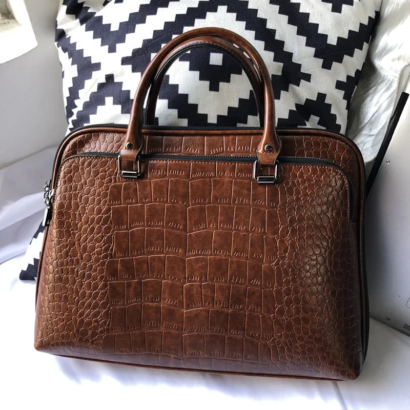 Motaora 2025 Women's Bag Leather Briefcase For 14-inch Laptops Women Professional Business Shoulder Bag Fashion Solid Handbags