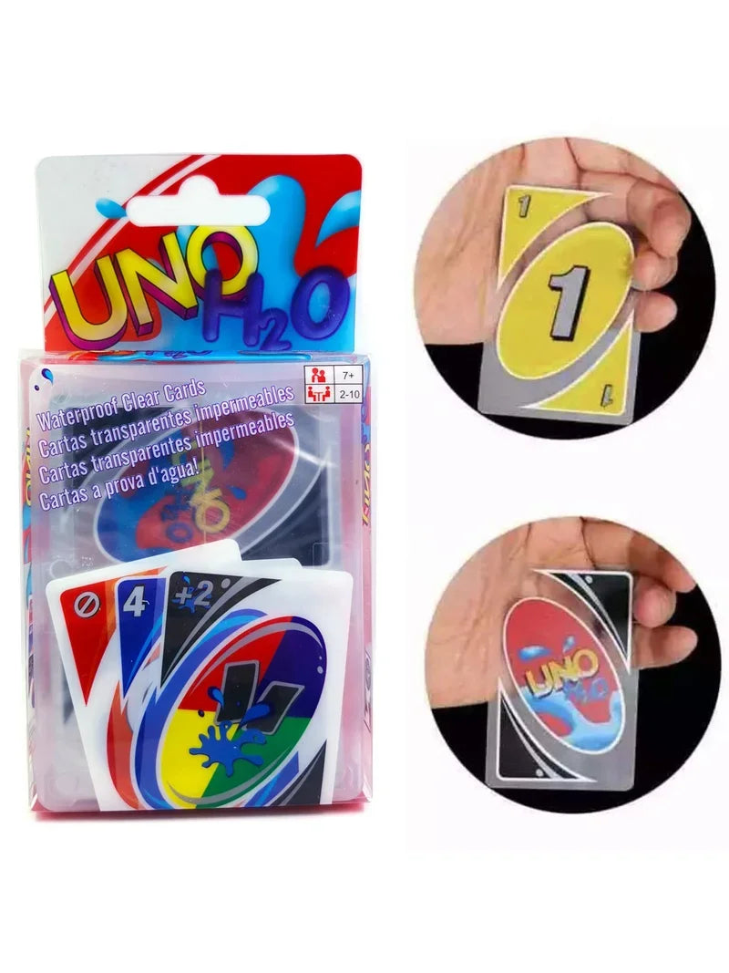 Board Games UNO H2O Card Game WaterProof Pressure Proof PVC Plastic Transparent Kids Toys Playing Cards Halloween Birthday Gifts