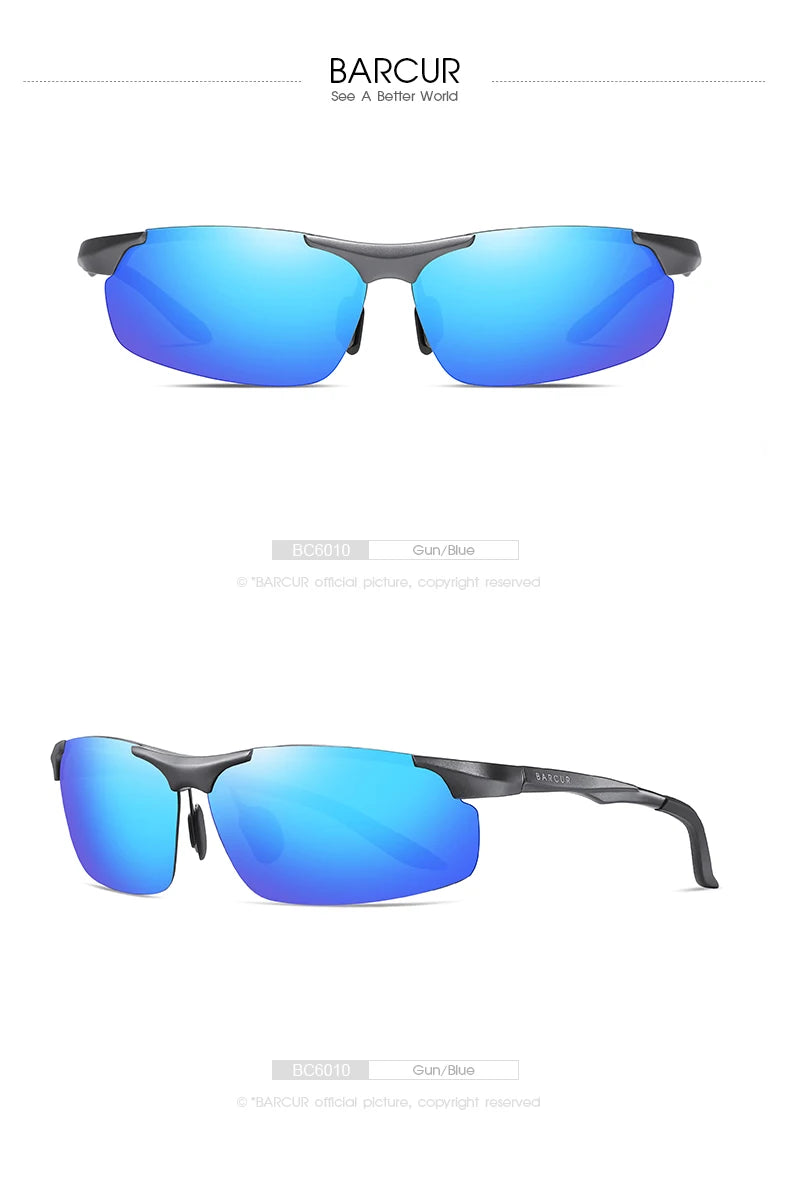 BARCUR Aluminium Magnesium Sunglasses for Men Polarized UVA&B Protection Photochromic Ultralight Sun Glasses Sports Eyewear