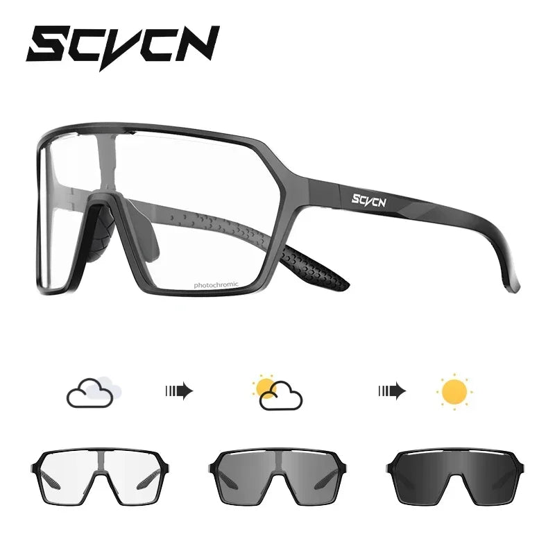 SCVCN Photochromic Sunglasses for Men Cycling Glasses UV400n Women Driving Glasses MTB Road Bike Sport Eyewear Running