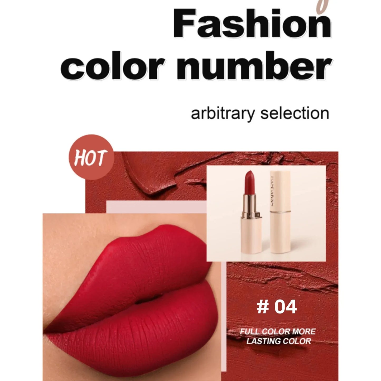8 Colors Deep Red Matte Lipstick Waterproof Non-Stick Velvet Texture Easy Apply Rose Red Lip Makeup Long-Lasting Cosmetics
