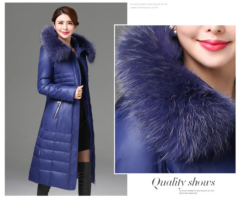 Shengyu Boya Middle-Aged and Elderly Over-The-Knee Long down Jacket Women's Jacket Thickeneded Mother's Fitted Jacket New Style