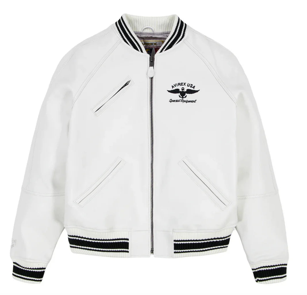 Avirex STADIUM JACKET varsity jacket in 100% antique European lamb leather Men's Spring 2025 New Leather Baseball Jersey coats
