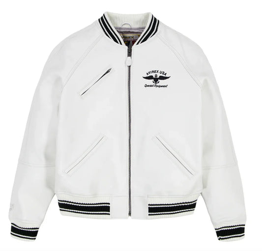 Avirex STADIUM JACKET varsity jacket in 100% antique European lamb leather Men's Spring 2025 New Leather Baseball Jersey coats
