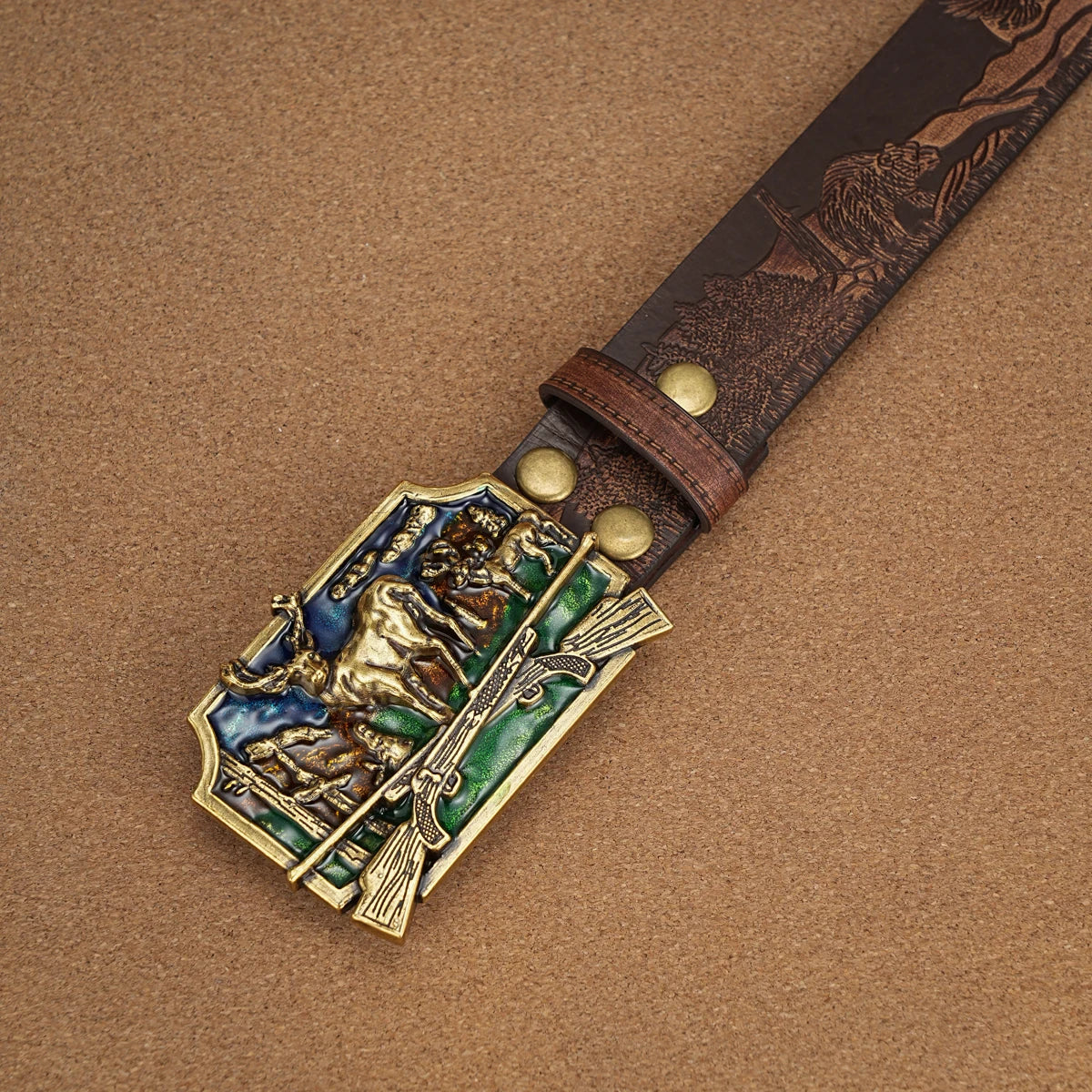 Unisex Retro Western PU Leather Belt with Metal Buckle