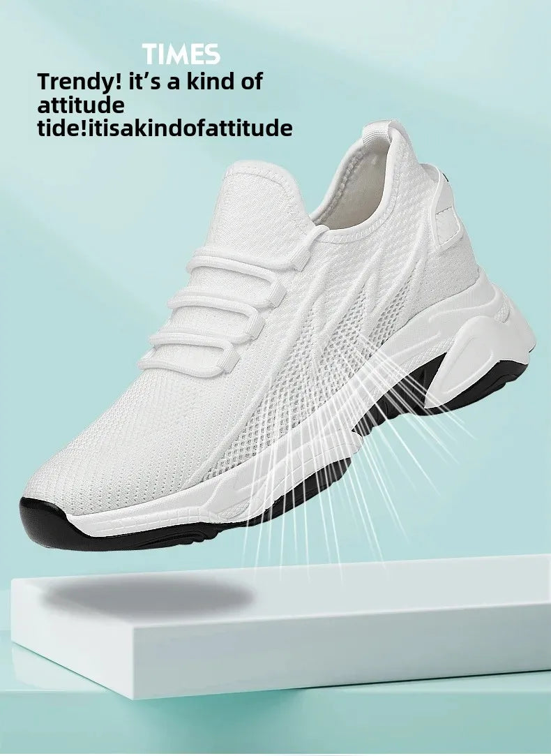 Invisible Heightening 8CM Men's Running Shoes Low Heel Soft Bottom Casual Sports Shoes Breathable Mesh Inner Lining EVA Insole