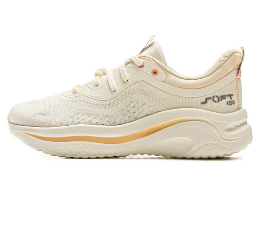 Beige sneaker with 'Soft' and 'LI-NING' branding on a white background