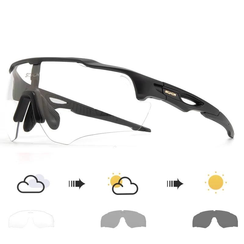 SCVCN Photochromic Cycling Sunglasses MTB Cycle Eyewear Men's Sunglasses Sports Running Bicycle Glasses UV400 Protection Goggles