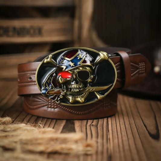 A men's and women's casual retro belt Western style! PU leather belt with metal buckle, suitable for daily work wear