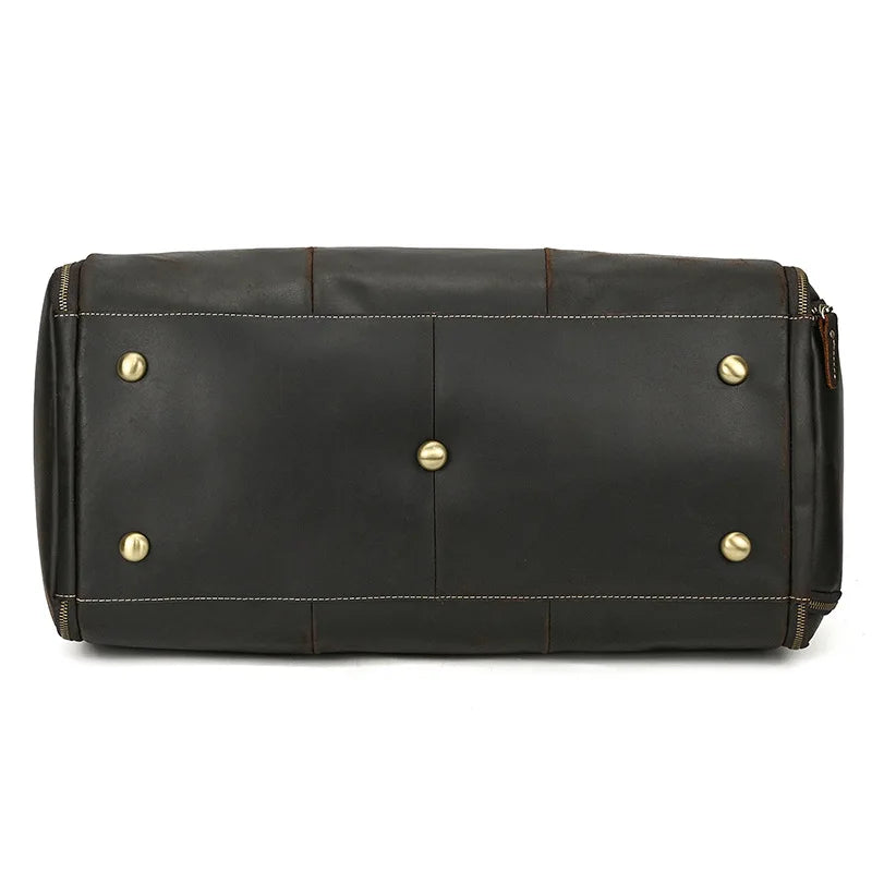 Crazy Horse Leather Folding Suit Bag Man Business Travel Bag With Shoe Pocket Clothes Cover Luggage Duffel Bag Man Bag For Suits