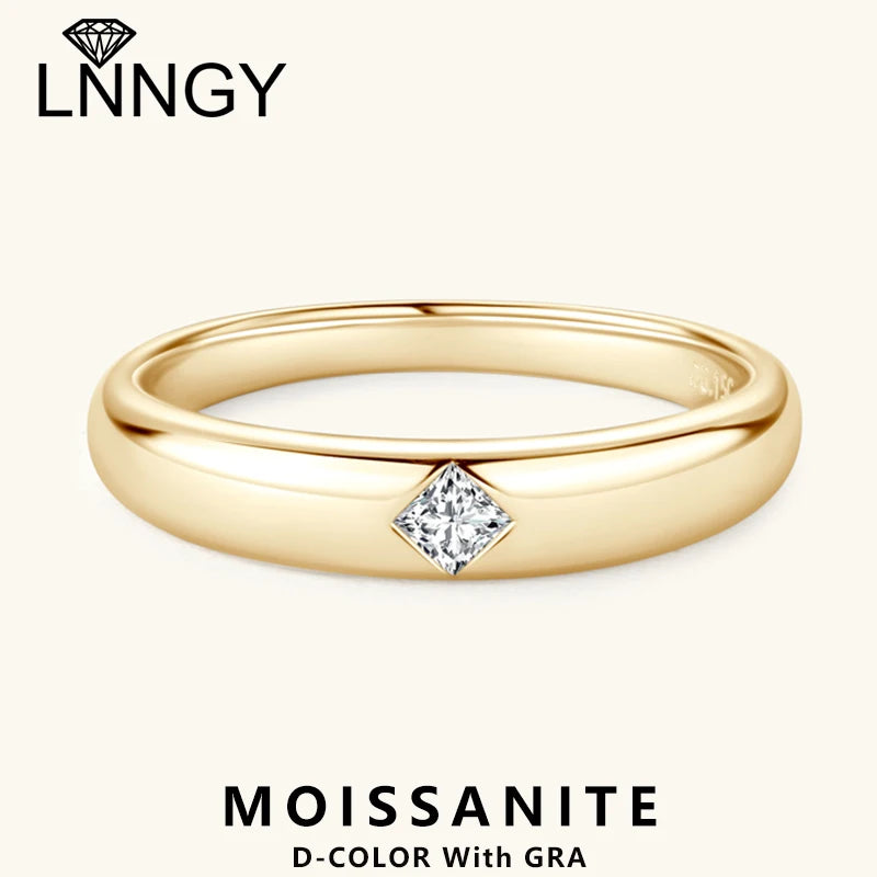 Lnngy 1.6mm Moissanite Diamond Rings Certified 925 Sterling Silver Marriage Ring For Women Couples Wedding Bands Jewelry Gift
