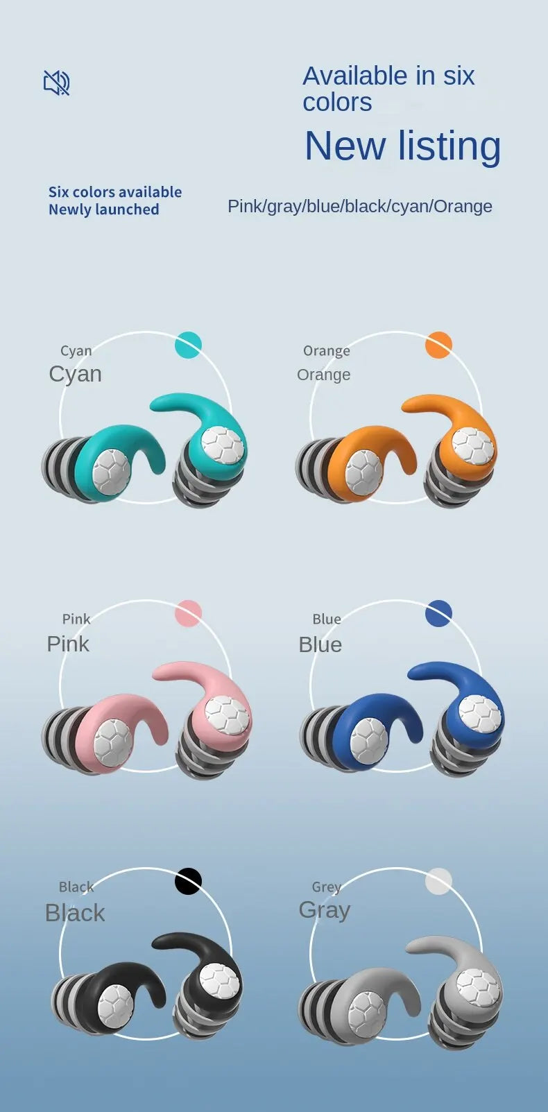 Silicone Noise Cancelling Earplugs Noise Filter Sleep Swimming Waterproof Three Layer Mute Earplugs