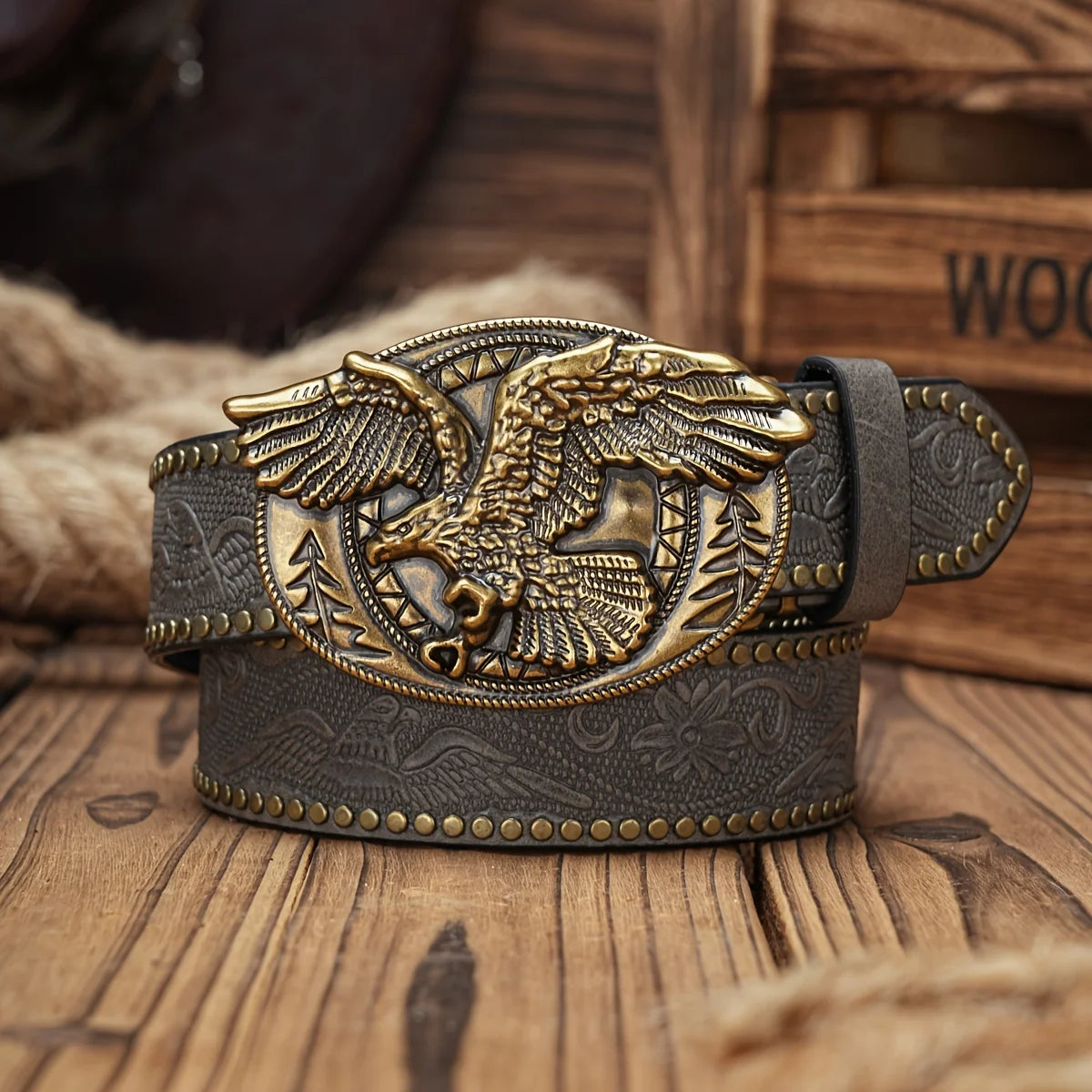 Men - Women - Western Denim - pu leather - Belt - Vintage jeans with needle buckle brown belt