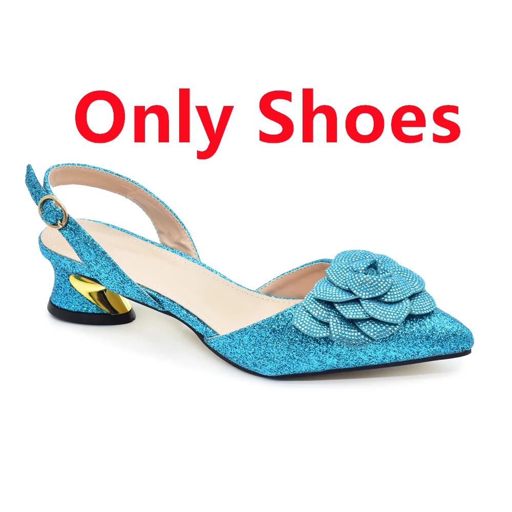 Ladies Shoe and Bag Set Latest Designers Luxury Italian Party Shoes and Bag Set for Women Rhinestone Wedding Bride Shoes Woman