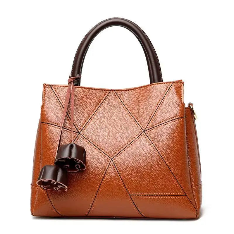 MOTAORA Premium Leather Women's Crossbody Handbag - Designer Luxury Patchwork Bag for Mature Moms