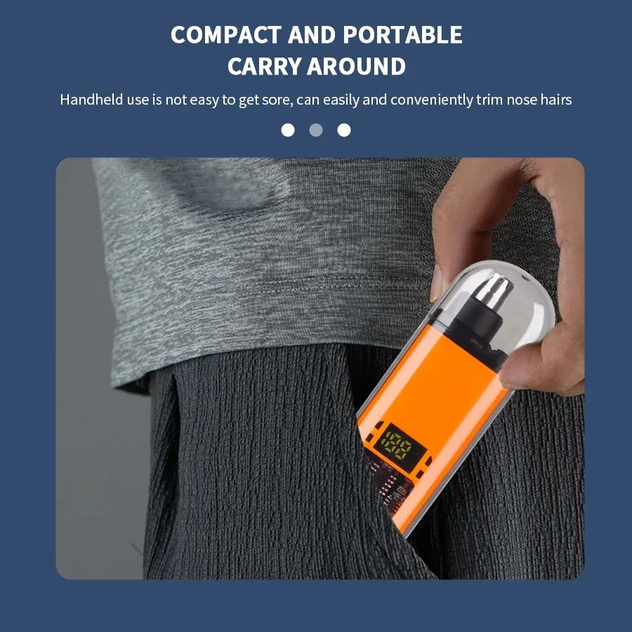2-in-1 Electric Portable Ear & Nose Hair Trimmer Clipper – Professional Painless Grooming Tool for Men