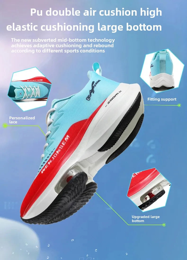 Men's Breathable Sports Shoes Summer Collection Mesh Fabric Double Air Cushion Running Shoes Korean Style The New