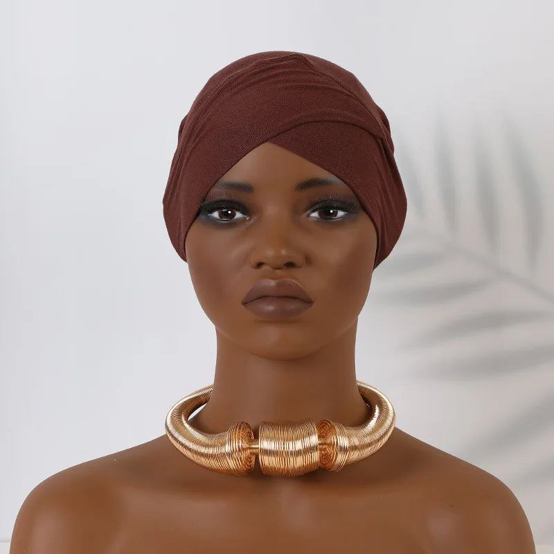 Women Stretchy Turban Modal Jersey Inner Hijab Muslim Hat Solid Color Tube Cap Islamic Under Scarf Headwrap Bonnet Arab Headband